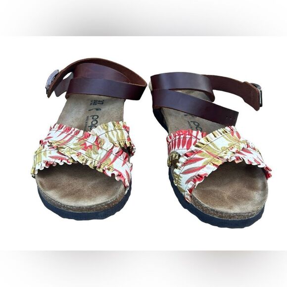 Birkenstock Papillio Lola Flower Frill Brown Ankle Strap Sandals Women's Size 6 - Picture 2 of 6